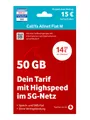 Produktbild: Vodafone CallYa Allnet M Prepaidkarte, (Jetzt 50 GB, 15 € Startguthaben, ohne Vertrag, 5G, Allnet-Flat)