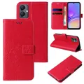 Produktbild: LBH Handy Hülle für Samsung Galaxy A05 Case Handytasche Schmetterling Blumen Flower Standfunktion Schutzhülle Magnet Rundum Schutz 360 Grad Flipcase Cover Rot