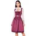 Produktbild: Krüger Dirndl Alisha 60cm Länge Knielang | Eleganten Samt-Dirndl mit gemusterter Dirndlschürze | Damen (DE/NL/SE/PL, Numerisch, 42, Regular, Regular, Beere)