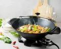 Produktbild: Elektrischer Asia Tisch Wok mit Deckel Chinesisch Kochen Elektro Pfanne 5 Liter