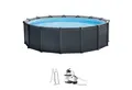 Produktbild: Intex Framepool Graphite Gray Panel (Set), ØxH: 478x124 cm, inkl. Sandfilter, Leiter Abdeck- und Bodenplane
