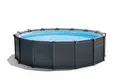 Produktbild: Intex Frame Pool Set Graphit Ø 478 x 124 cm, Pool, Sandfilter, Abdeckplane, Bodenschutzplane, Sicherheitsleiter, GS, 26384GS, Grau