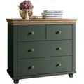Produktbild: Kommode Landhausstil Epsom-83 Mit 4 Schubladen, In Grün Mit Lefkas Eiche Nb., B/h/t: Ca. 90/80,5/42 Cm