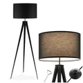 Produktbild: tectake® Dreibein Stehlampe, Lampe im retro boho Stil, gemütliches Ambient Light für Schlafzimmer, Wohnzimmer, als Esszimmerlampe, Lampenschirm in Leinenoptik, modern skandinavisch - schwarz