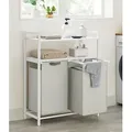 Produktbild: VASAGLE Wäschekorb, 2 Fächer, 2 Ablagen, einfach abnehmbar, 2 x 46 Liter - Weiß