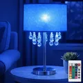 Produktbild: Tischleuchte Kristallleuchte Leselampe Leuchte Schlafzimmer, Kristalldekor Klar Lampenschirm Blattgold Nickel Matt, Fernbedienung Dimmbar, Rgb Led 8,5w 806lm, Dxh 32x56 Cm