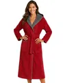 Produktbild: Morgenstern Bademantel Damen mit Kapuze 100% Baumwolle Frottee OEKO-TEX® Morgenmantel Leonie Rot Größe L