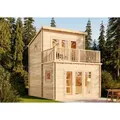 Produktbild: Alpholz Garten-und Freizeithaus Manhattan Blockhaus Aus Holz, Holzhaus Mit 44 Mm Wandstärke Inklusive Terrasse Inklusive Schlafboden, Blockbohlenhaus Mit Montagematerial