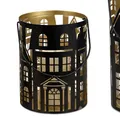 Produktbild: Windlicht Laterne Häuser H. 22cm schwarz gold Metall Formano W24