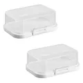 Produktbild: ENGELLAND - 2 x Stapelbare Butterdose mit Deckel und Klick-Verschluss, Weiß/Transparent, Plastik-box, Butter-Glocke, BPA-frei, Mehrzweck, robust