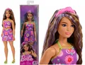 Produktbild: BARBIE FASHIONISTAS #244 DOLL - PURPLE FLORAL DRESS - CURVY BODY TYPE JJN57 NEW