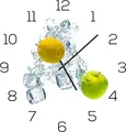Produktbild: Wanduhr aus Glas 30x30cm Uhr als Glasbild Küche Apfel Zitrone Zitrus