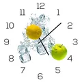 Produktbild: levandeo Wanduhr aus Glas 30x30cm Uhr als Glasbild Küche Zitrone Apfel Früchte Eiswürfel Deko
