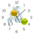 Produktbild: Wanduhr aus Glas 30x30cm Uhr als Glasbild Küche Apfel Zitrone Zitrus Küchenuhr