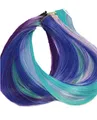 Produktbild: Prettyland - GHW08 bunte Strähnen multifarbig Extension Set 12-teilig Haarteil Clip-In glatt - Lila Blau Grün Set 2