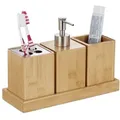 Produktbild: Relaxdays Badaccessoires Set Hellbraun,Silber