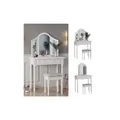 Produktbild: Vicco Schminktisch Frisiertisch Kosmetiktisch Kate Weiß Schminkspiegel Hocker 80x134 cm Antik Schlafzimmerkommode Schminkkommode Schublade Ablage Aufbewahrung Frisierkommode Make-Up-Tisch