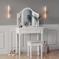 Produktbild: Vicco Schminktisch Kate, Weiß, 80 cm mit Hocker, mit LED-Beleuchtung und Polsterhocker zur Sitzgelegenheit