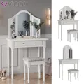 Produktbild: Schminktisch Frisiertisch Kosmetiktisch Kate Weiß Schminkspiegel Hocker Vicco