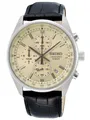 Produktbild: Seiko Herrenuhr Sport Chronograph Silberfarben/Beige mit Lederband 41 MM 10 ATM