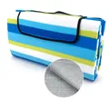 Produktbild: heimtexland XL Picknickdecke wasserdicht Outdoor Strandmatte Isomatte waschbar Campingdecke faltbar mit Tragegriff Festival Zelten Picknick Strand Decke Typ549 Streifen Blau 200x200 cm