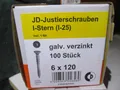 Produktbild: Packung Justierschrauben 100Stück 6x120mm Galv. verzinkt I-25 + BIT / H2Breg5