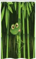 Produktbild: Abakuhaus Duschvorhang Badezimmer Deko Set aus Stoff mit Haken Breite 120 cm, Höhe 180 cm, Bambus Jungle Bäume Spaß-Frosch