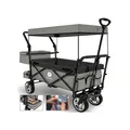 Produktbild: Miweba Bollerwagen MB-20 faltbar, Sonnendach, Schiebe- und Zugstange, Stauraumverlängerung, 360°-Räder (Hellgrau/Dunkelgrau V2)