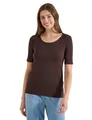 Produktbild: Cecil Basic T-Shirt mit Rundhals in Unifarbe Brown Cacao M