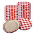 Produktbild: Oputec 20 x Schraubdeckel TO 82 Rot-Weiß kariert – Ersatzdeckel für Einmachgläser | Twist Off Deckel, luftdicht & lebensmittelecht | Einmachdeckel für Marmelade, Einkochen & Vorrat | Made in EU