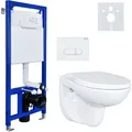 Produktbild: Belvid WC-Komplettset EGWWC01KomplettSet, vormontiertes Vorwandelement mit Spülkasten, Softclose-Deckel & Betätigungsplatte 3/6L & Wand-WC, bis 4...