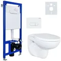 Produktbild: Komplettset Wand Hänge Wc Spülrandlos + Deckel + Vorwandelement + Schallschutz + Betätigungsplatte - Belvit