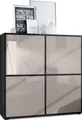 Produktbild: Vladon Highboard Cuba V2 Schrank 104 x 105,5 x 35,5 cm Sideboard mit 8 Fächern,  Germany, Korpus in Schwarz matt / Fronten in Sandgrau Hochglanz