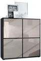 Produktbild: Vladon Highboard Cuba V2 (Schrank, 104 x 105,5 x 35,5 cm Sideboard mit 8 Fächern), Korpus in Schwarz matt / Fronten in Sandgrau Hochglanz