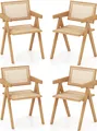 Produktbild: COSTWAY 4er Set Esszimmerstuhl, Küchenstuhl mit Armlehnen & Rückenlehne, Akzentstuhl aus Bambus im Rattan, Sitzhöhe 45 cm & belastbar bis 150 kg natur