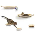 Produktbild: WOOWOOD® Kletterwand Katzen inkl. 2X Katzentreppe Wand [Massivholz] I Kratzbaum Wand I Hängematte Katze I Wandkratzbaum I Katzenmöbel I Katzenwand I Katzen Kletterwand Set (5-teilig