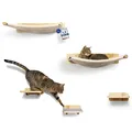Produktbild: ® Kletterwand Katzen inkl. 2X Katzentreppe Wand Massivholz I Kratzbaum Wand I...