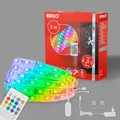 Produktbild: BRILONER - LED Strip 3m mit Musiksensor, RGB IC dynamischer Farbwechsel, Fernbedienung, LED Streifen, Leiste, Zimmer deko, Gaming Deko, Band, Lichtleiste, Lichtband, 300x1x0,3 cm, Weiß