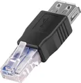 Produktbild: Akyga, Ethernet-Verlängerungsadapter mit USB-Buchse auf RJ45, Schwarz