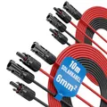 Produktbild: ABSINA 4X Solarkabel 6mm2 10m H1Z2Z2-K schwarz & rot - PV Kabel UV-beständig - Solarkabel Verlängerung, PV Leitung, Photovoltaik Montage Zubehör, Solar Kabel 6qmm mit Solarstecker