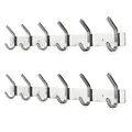 Produktbild: Dripex Hakenleiste Rostfrei Edelstahl Kleiderhaken Garderobenhaken gebürstete Optik Doppelhaken bis zu 30kg belastbar Haken (Silber, 6 Haken - 2 Pack)