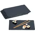 Produktbild: Schieferplatte, 4er Set, Rechteckige Servierplatte, 26 X 16 Cm, Für Käse, Sushi, Desserts, Buffet, Anthrazit - Relaxdays