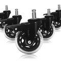 Produktbild: Offgridtec 5 Stk Bürostuhlrollen mit Bremse, Vollgummi-Rollen für Teppich & Parkettböden, langlebige Gummirollen, schützen vor Kratzern auf Hartholzböden, 11x22mm Pin, Transparent