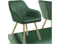 Produktbild: tectake® Esszimmerstuhl, gepolstert, in Samtoptik, gesteppt, schlanke, goldene Stahlbeine, 58 x 62 x 82 cm