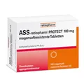 Produktbild: ASS-ratiopharm PROTECT 100 mg magensaftresistente Tabletten: magenschonender Blutverdünner gegen das Verklumpen von Blutplättchen - zur Prophylaxe eines neuen Infarktes, 100 Stück