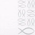 Produktbild: 20 Servietten Kommunion Christian Fish Fische silber Konfirmation Taufe 33x33cm