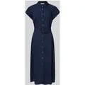 Produktbild: Apricot Hemdblusenkleid aus Viskose-Leinen-Mix mit Gürtel in Marine, Größe L