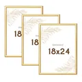 Produktbild: Wackadoo Bilderrahmen 18x24 Gold 3er Set Fotowand Fotorahmen aus leichtem Kunststoff mit Glas Picture frame Poster