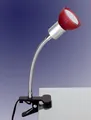 Produktbild: TRANGO LED Klemmleuchte, 2989-012 LED Klemmleuchte *EASY* inkl. 1x 3 Watt GU10 3000K warmweiß LED Leuchtmittel Tischlampe I Leseleuchte I Clip Lampe mit rotem Glas Lampenschirm, Klemmspot I Nachtlicht I Schreibtischlampe