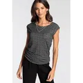 Produktbild: T-Shirt LAURA SCOTT, Damen, Gr. 44, grau (grau, schwarz, grafik), Single Jersey, Obermaterial: 100% Viskose, gemustert, figurumspielend hüftlang, Rundhals, Shirts T-Shirt, figurumspielende Passform, gemustert, Rundhalsausschnitt